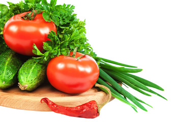 Fresh vegetables isolated on a white background