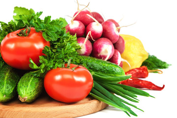 Fresh vegetables isolated on a white background