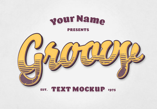 Groovy Retro Text Effect Mockup