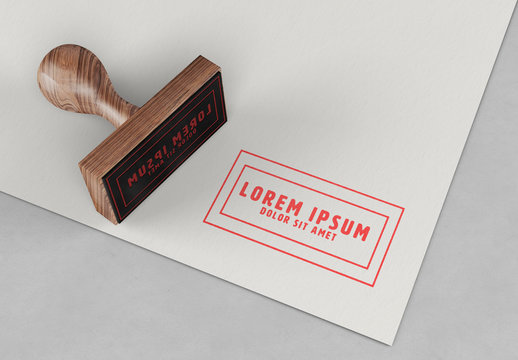 Rubber Stamp with Paper Mockup