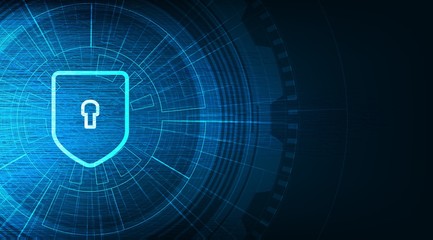 Technology Shield Security,protection and Safe Concept,on Data background Hi-tech and technology concept design.