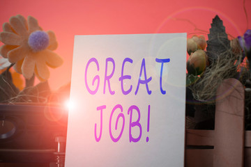 Handwriting text Great Job. Conceptual photo sed for telling someone that they have done something...
