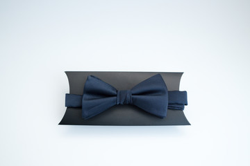 Navy Blue ribbon bow tie isolated on a white background for man formal fashion accessories