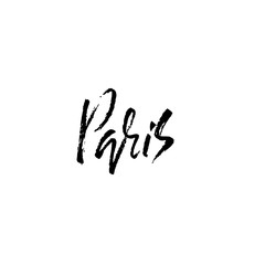 Handwritten lettering poster for your design. Creative typography. Hand drawn inscription. Paris. Vector illustration.