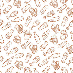Seamless background of different beer