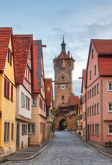 Fototapeta na wymiar Rothenburg ob der Tauber Old Town Klingentor Tower Bavaria Germany