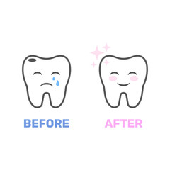 Image of a healthy and bad tooth in the form of animation. Picture for dental sites, for dental clinics and related applications. Vector illustration. EPS 10