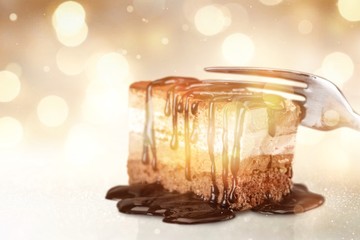 Tasty tiramisu cake  on background