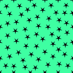 Seamless abstract Star Black pattern on green background, Vector illustration texture for paper, wrapping and fabric