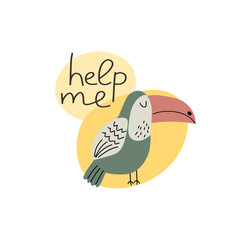 Help me hand drawn lettering. Killing animals concept for poster, card or print. Poaching