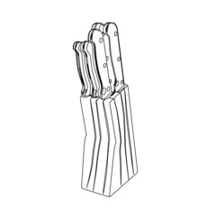 set of knives contour vector ellustration