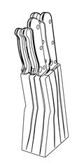 set of knives contour vector ellustration