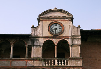 clock on the old town hall of Pavia, Italy