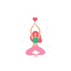 Isolated young woman character doing yoga