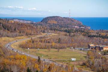 Silver Bay, Minnesota - Overlook on the scenic North Shore drive (highway 61) and Lake Superior in...