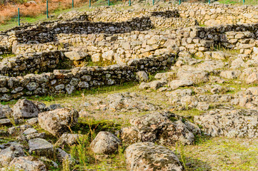 Dated houses in the Iron Age Dated in the 3rd century BC in the Castro Veton de El Freillo. December 15, 2018. El Raso Avila Castilla Leon Spain Europe. Travel Tourism Street Photography.