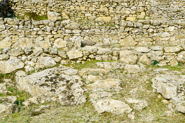 Dated houses in the Iron Age Dated in the 3rd century BC in the Castro Veton de El Freillo. December 15, 2018. El Raso Avila Castilla Leon Spain Europe. Travel Tourism Street Photography.