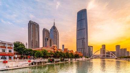Tianjin modern architecture landscape skyline..