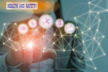 Conceptual hand writing showing Health And Safety Question. Concept meaning regulations and...