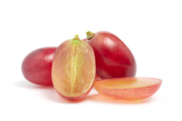 Fresh ripe grape cut slice isolated on white background