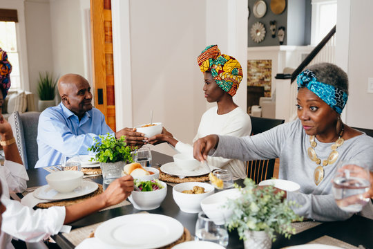 Family having dinner together