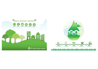 Ecology connection  concept background . Vector infographic illustration