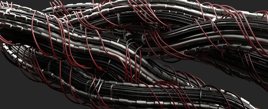 many electrical wires,electric cable,3d render