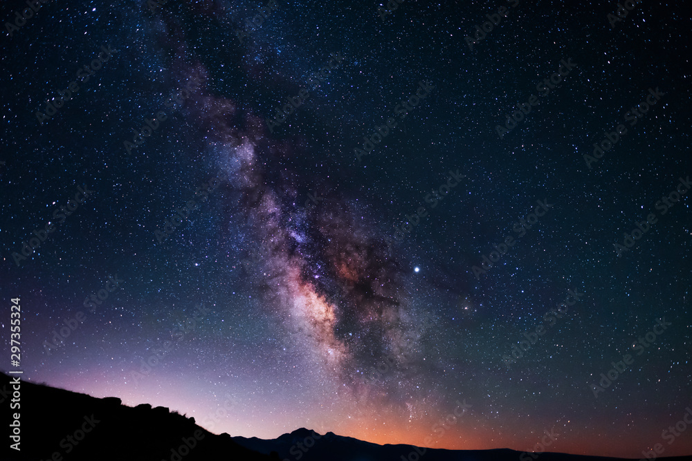 Wall mural beautiful milky way galaxy. space background. astronomical photo