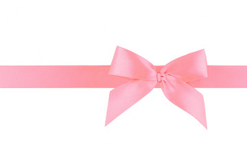 Pink ribbon bow isolated on white background
