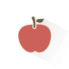 Red apple icon with shadow. Flat vector illustration