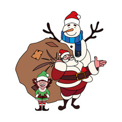 christmas card of santa claus with bag of gifts