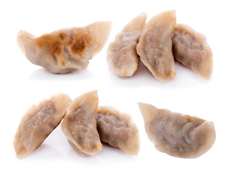 Japanese gyoza on white background
