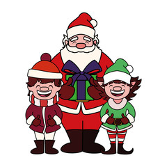 santa claus with gift box on white background