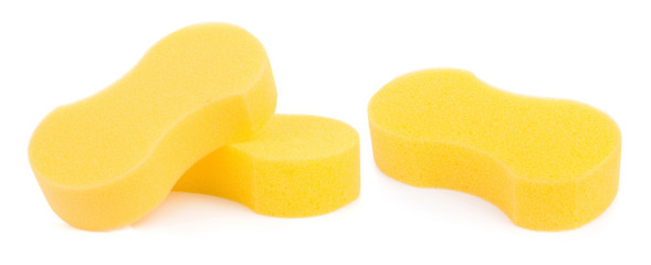 Micro sponge for cleaning and washing car isolated on white background