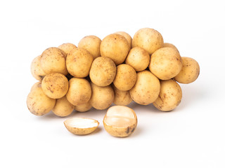 southern langsat isolated on white, Lansium demesticum