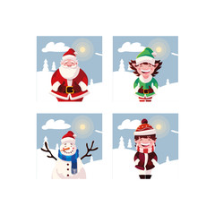 bundle christmas cards with icons set