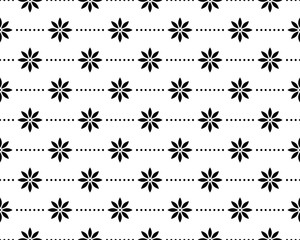 Flower geometric pattern. Seamless vector background. White and black ornament. Ornament for fabric, wallpaper, packaging. Decorative print