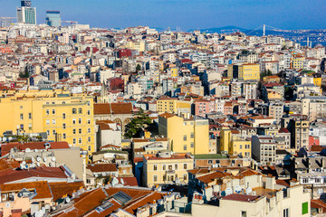 Panoramic view of Istanbul from the Galata Tower, Turkey.