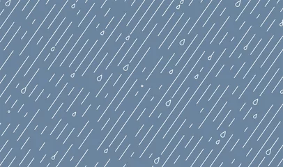 Foto auf Acrylglas Antireflex Rain vector pattern. Rainy season background in simple flat style with water line and liquid drops. Rainfall illustration © zaie
