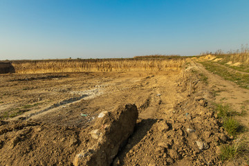 foundation pit dirt quarry initial stage of construction 