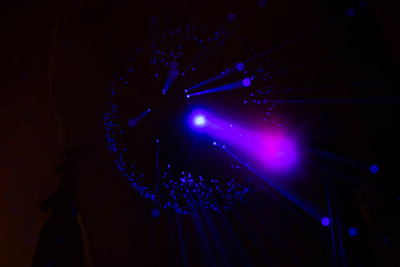Colored lights, imitating a galaxy, made with a fiber optic light lamp