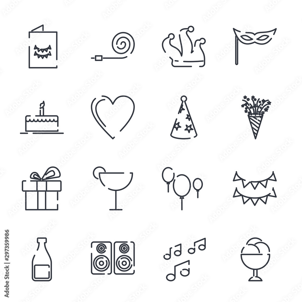 Fototapete Simple Set Party icon template color editable. Party pack symbol vector sign isolated on white background illustration for graphic and web design.