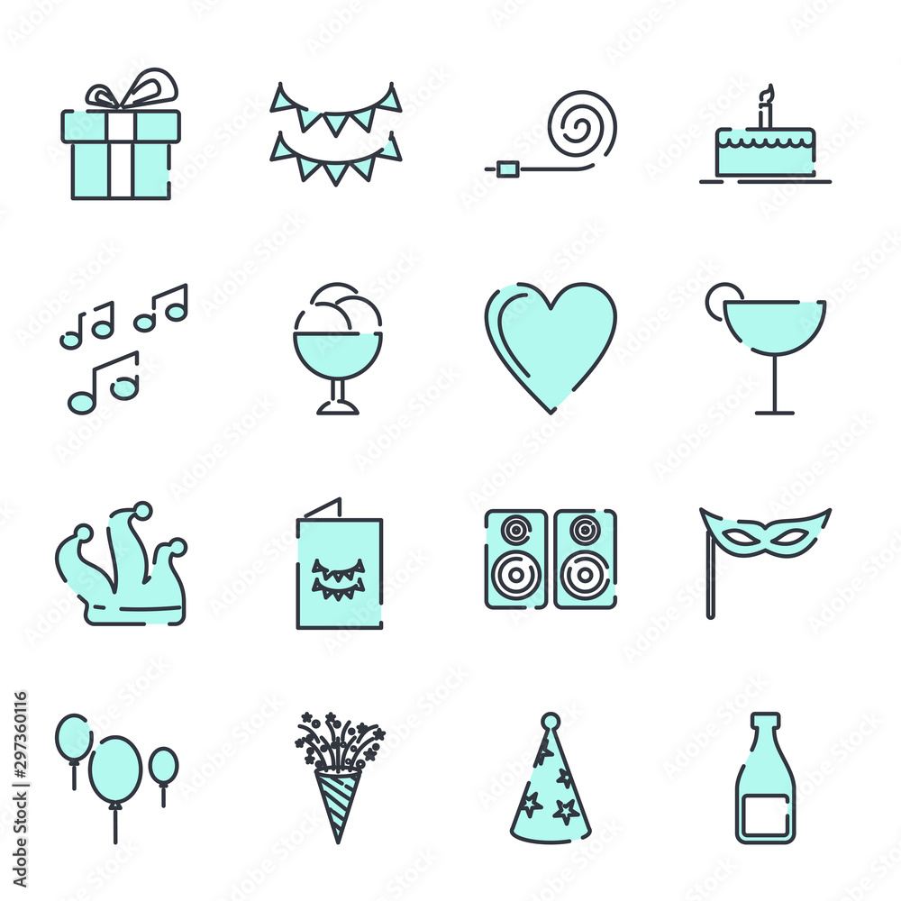 Fototapete Simple Set Party icon template color editable. Party pack symbol vector sign isolated on white background illustration for graphic and web design.