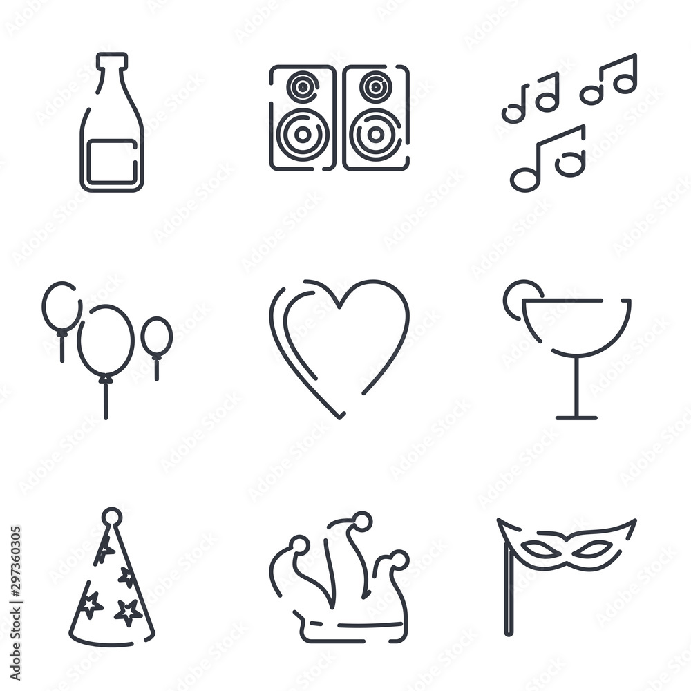 Fototapete Simple Set Party icon template color editable. Party pack symbol vector sign isolated on white background illustration for graphic and web design.