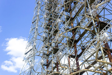 The radar antenna of the Duga military missile system in Chernobyl in Ukraine.