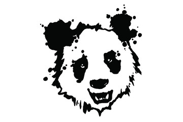 Panda isolated on white background. Vector grunge illustration design template.