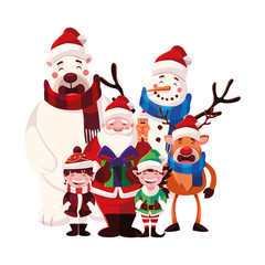 santa claus with gift box on white background