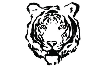 Tiger isolated on white background. Vector grunge illustration design template.