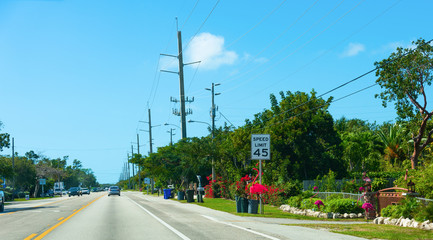 Fototapeta na wymiar Speed limit sign in Florida Keys