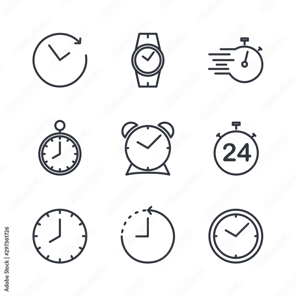Aufkleber simple set of time icon template color editable. contains such icons as time inspection, log, calend